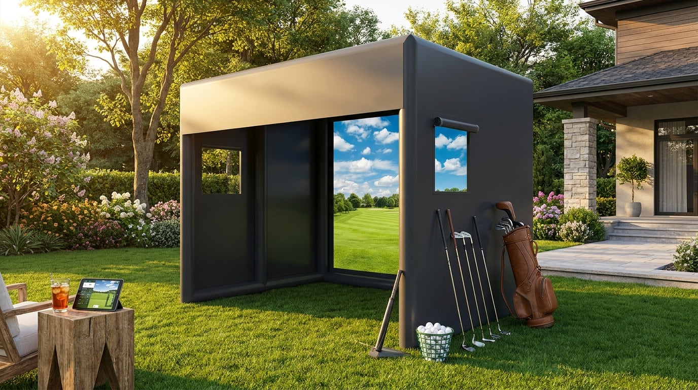 Stock 13Ft Inflatable Golf Simulator Enclosure Indoor/Outdoor Golf Practice Swing Tent with Projection Screen for All Skills — Lifestyle